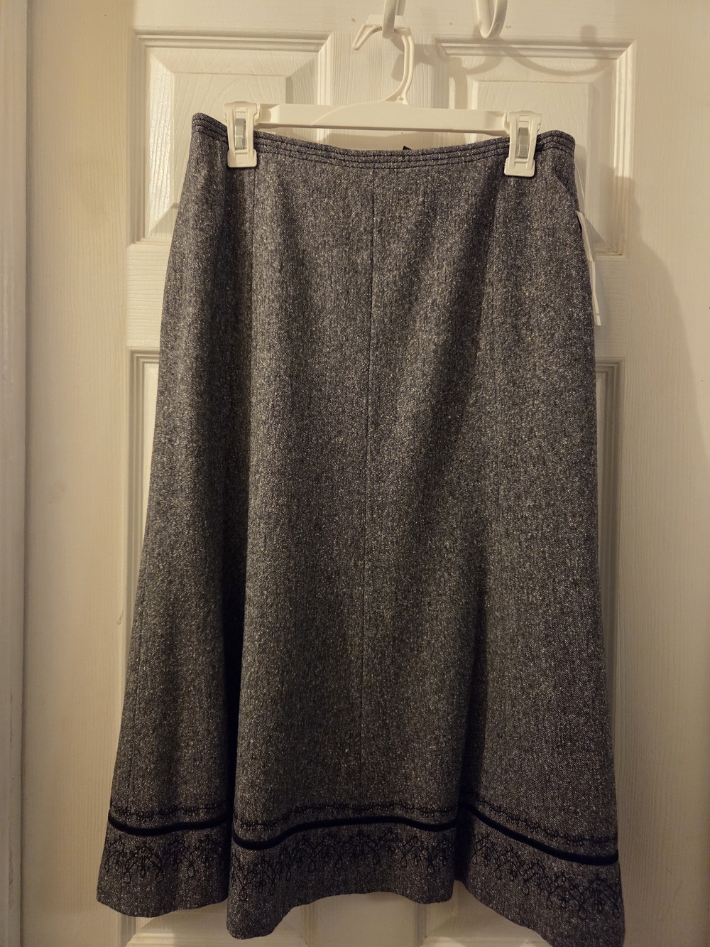 Marcona Gray A-Line Skirt with Embroidery NWT